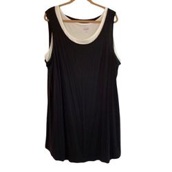 LOGO LAYERS Knit Tanks Black & Cream Tunic Length Scoop Neck Size 2X Like New