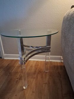 Round Glass Top Side Table with Acrylic Legs