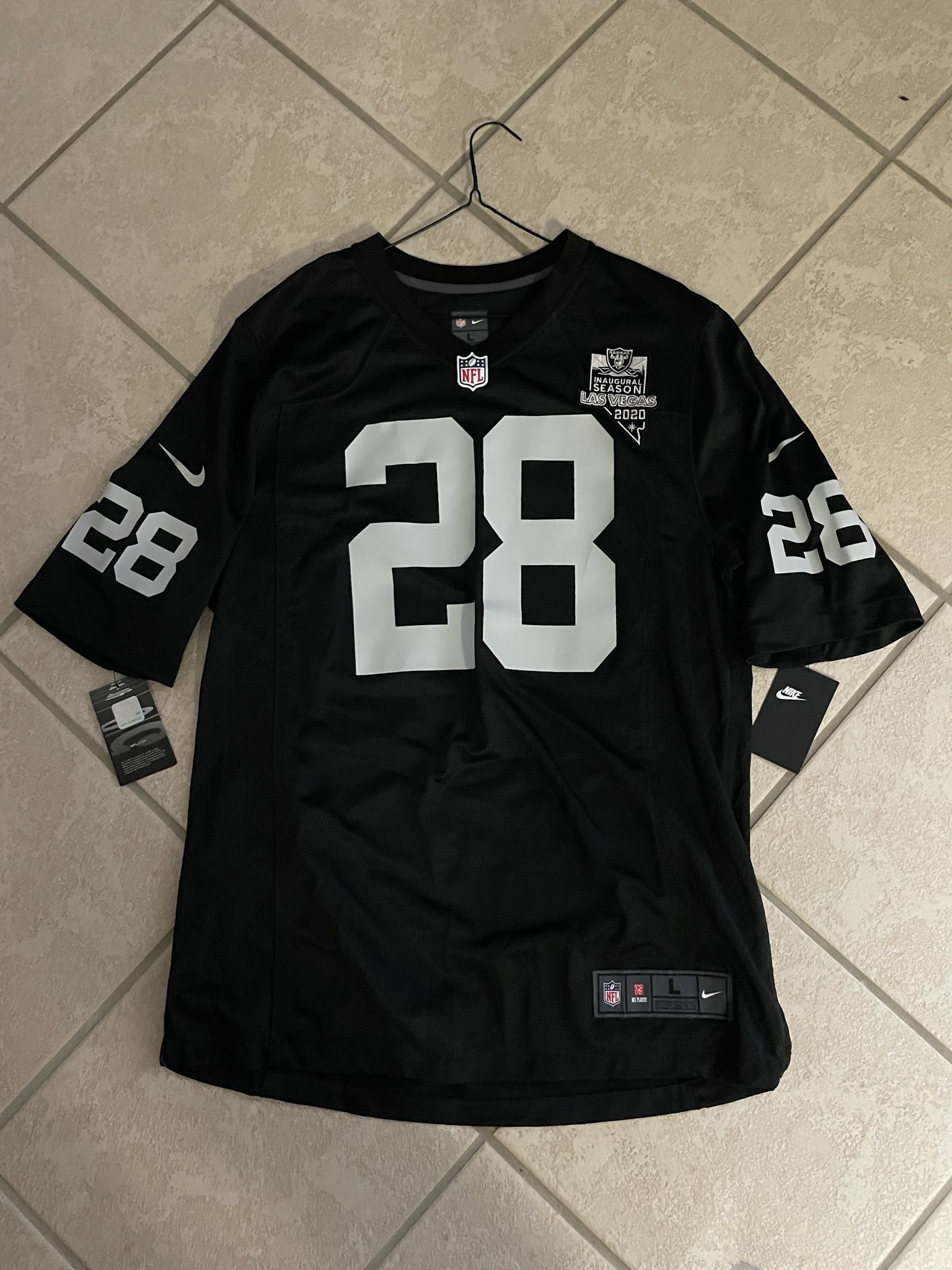 Vegas Raiders 28 Jacobs Jersey With Inaugural Patch For Stadium for Sale in  Denton, TX - OfferUp