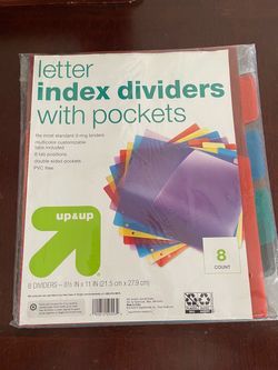 $5 for All. New 10 Tabs Avery Dividers. New 5 Tabs Up & Up Index Dividers w/ Pockets. Used 3 Binder & 5 Tabs.