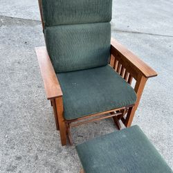 Solid Wood Mission Style Glider Chair w/ Ottoman 