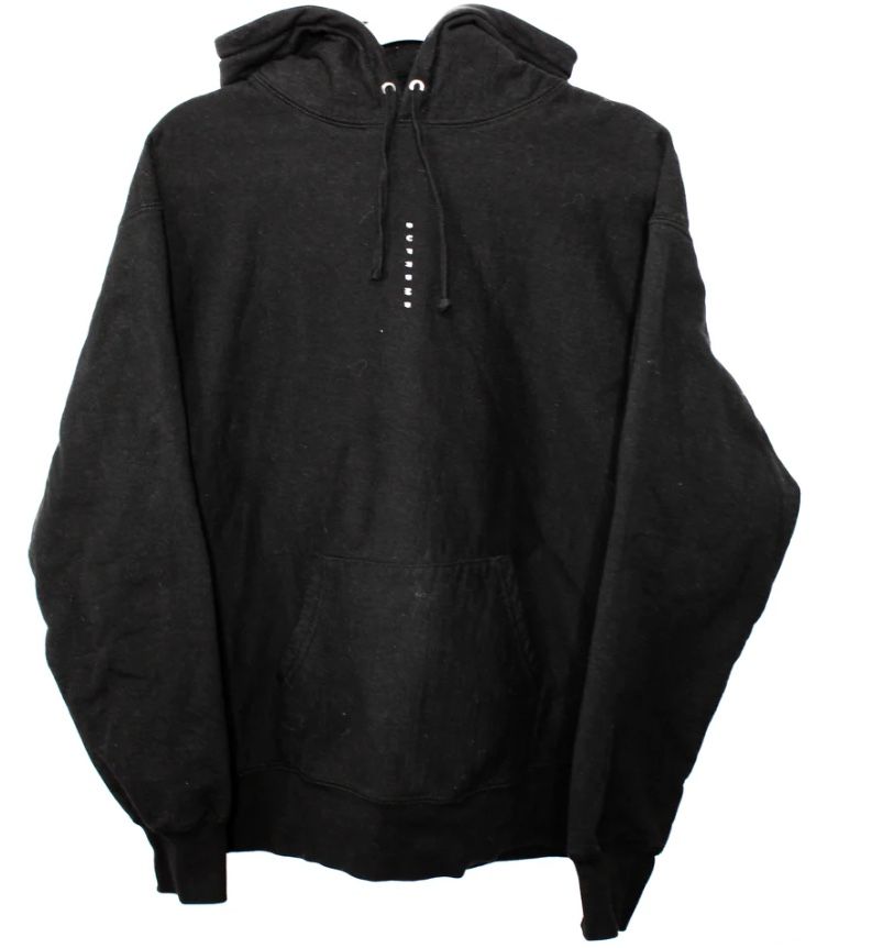 Supreme Small Center Vertical Logo Hoodie Black Black