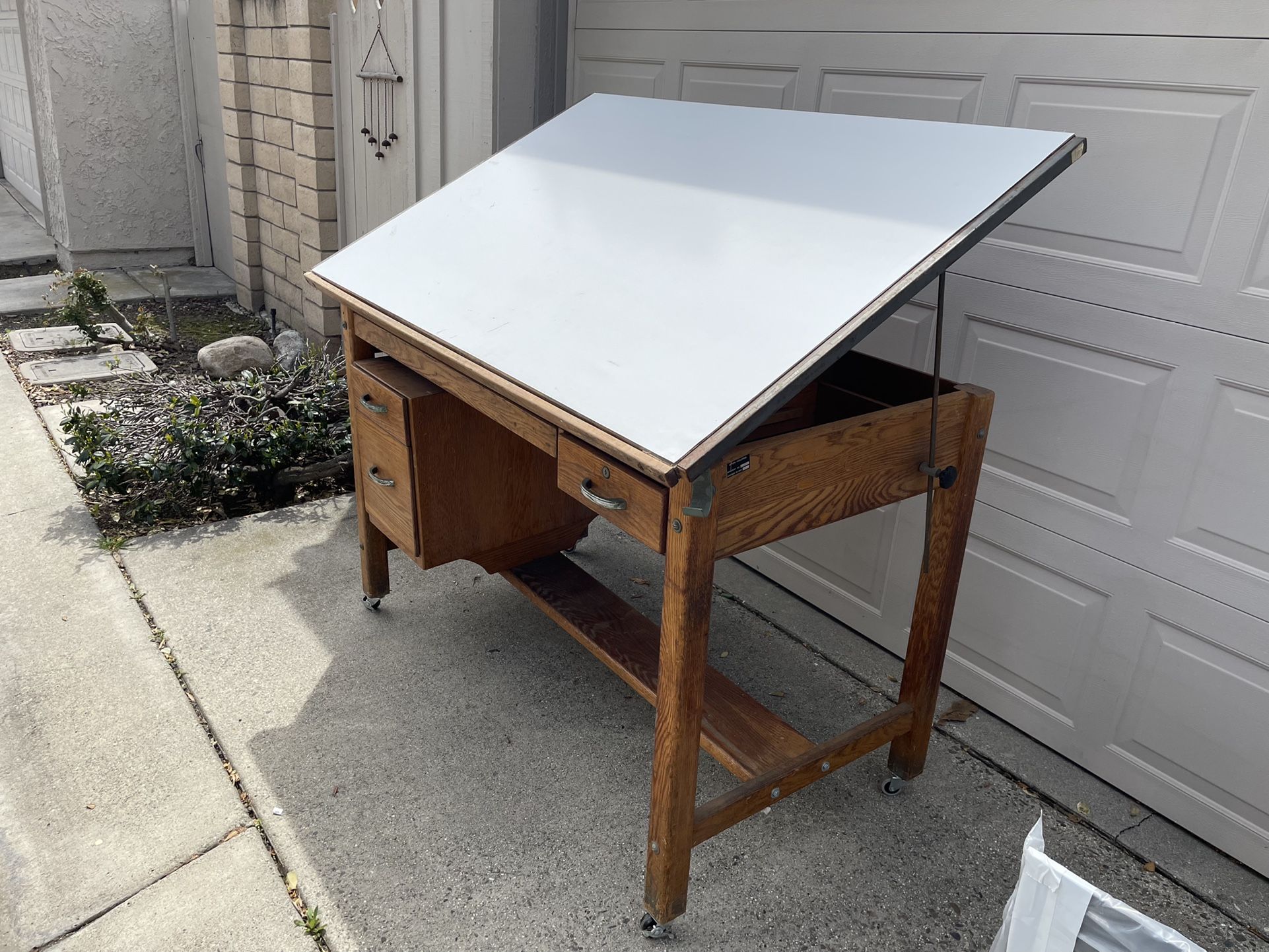 Vintage Mayline Drafting Table Solid Oak
