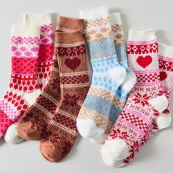 NEW Cozy Warm Crew Fuzzy Socks Red Valentines Heart  Adult Size