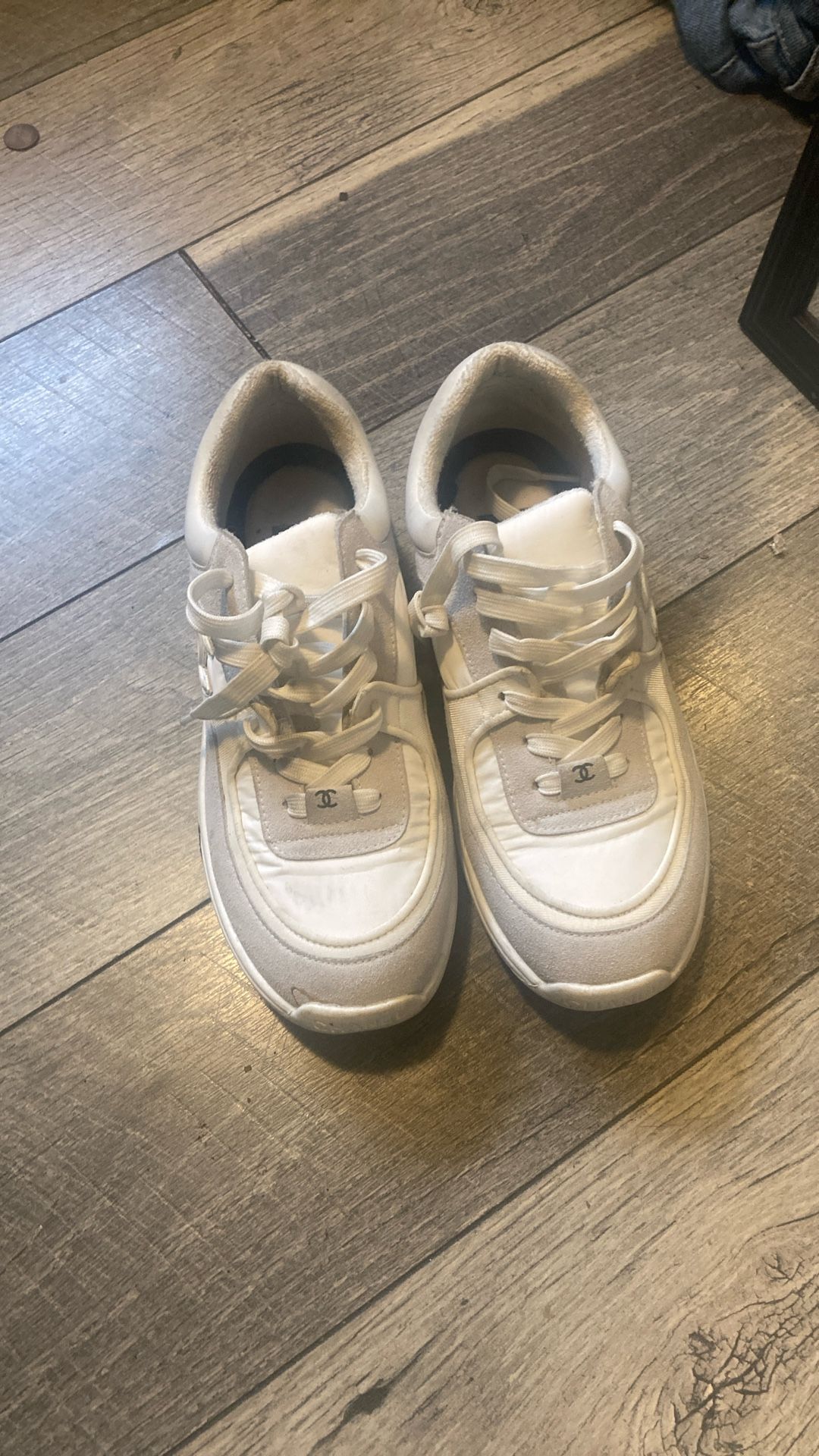 white Chanel shoes