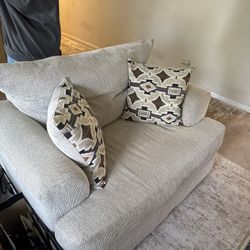 Like New Beige Loveseat – Soft Chenille, Very Comfortable