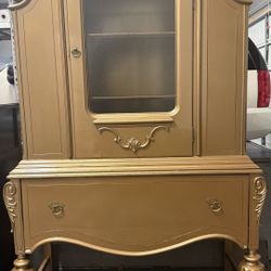 Vintage Gold Arched Display Cabinet / Storage Chest