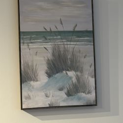 Coastal Beach Scene Wall Art – 37"x25" – Framed Canvas 