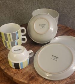 World Market,3 plates ,3 bowls and 3 cups