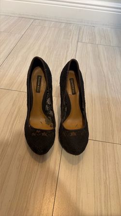 Bershka Black Lace Platform Heels