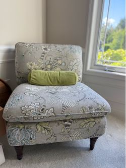 Set of Two Floral Slipper Chair with Bolster Pillows from World Market
