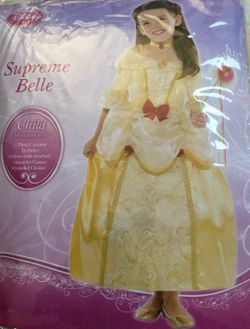 Disney Princess Belle Supreme Dress HALLOWEN Costume 2 Pieces Size M (8/10) New!