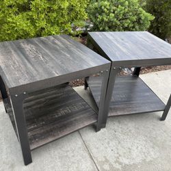 Gray Modern End Table Nightstand Set Great Condition