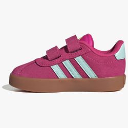 Adidas VL Court 3.0 Little Girls Kids Shoes, Size 8K Children’s Toddlers Sneakers with Hook & Loop Straps, Hot Pink/Aqua Color, MSRP $45 *BRAND NEW*