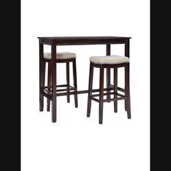 Linon Claridge Walnut Beige 3pc Bar Set