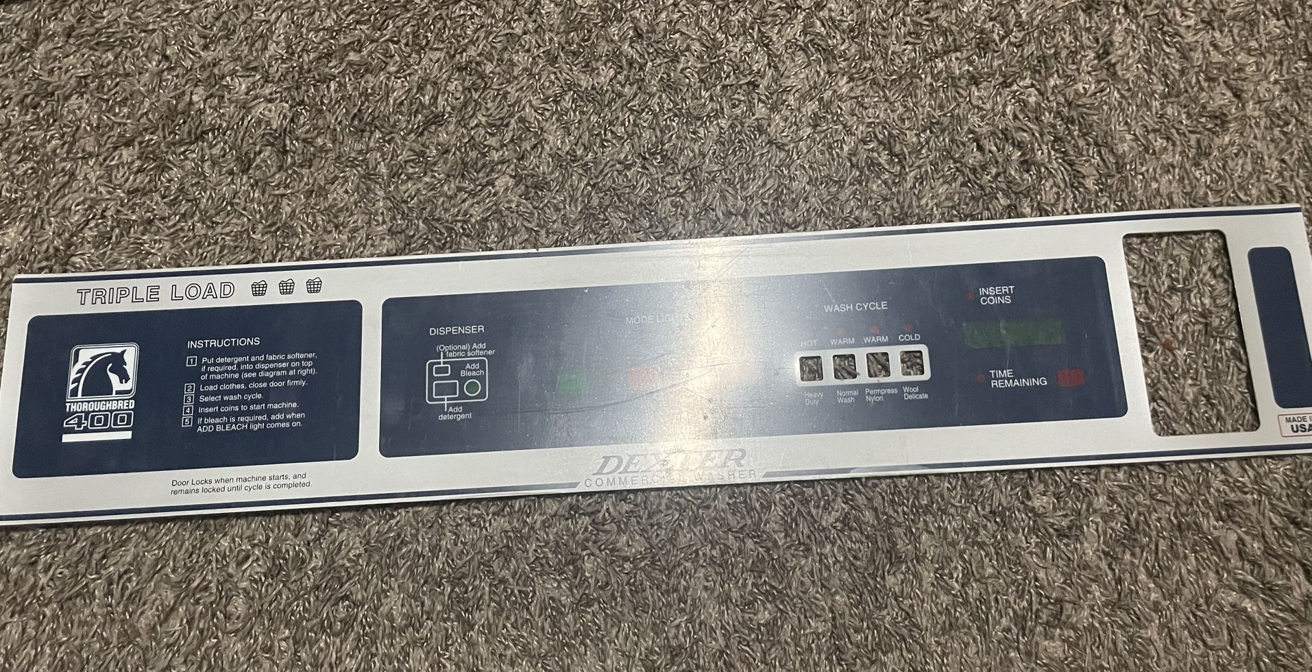 Dexter T400 25V Coin nameplate