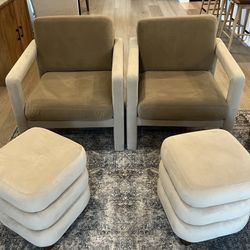 2 Accent Chairs With Matching Ottomans