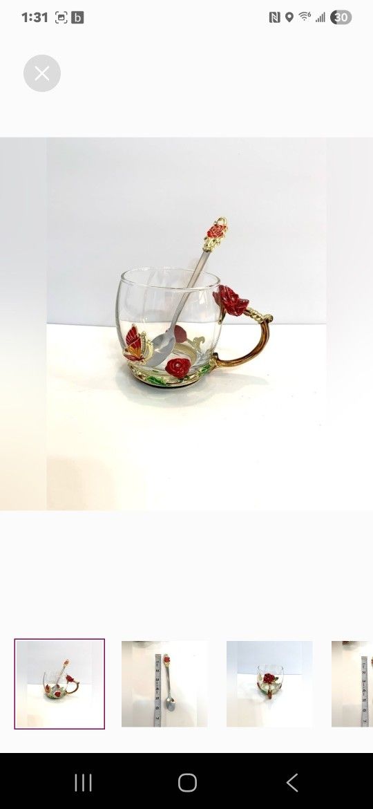Glass Butterfly Flower Cup Spoon