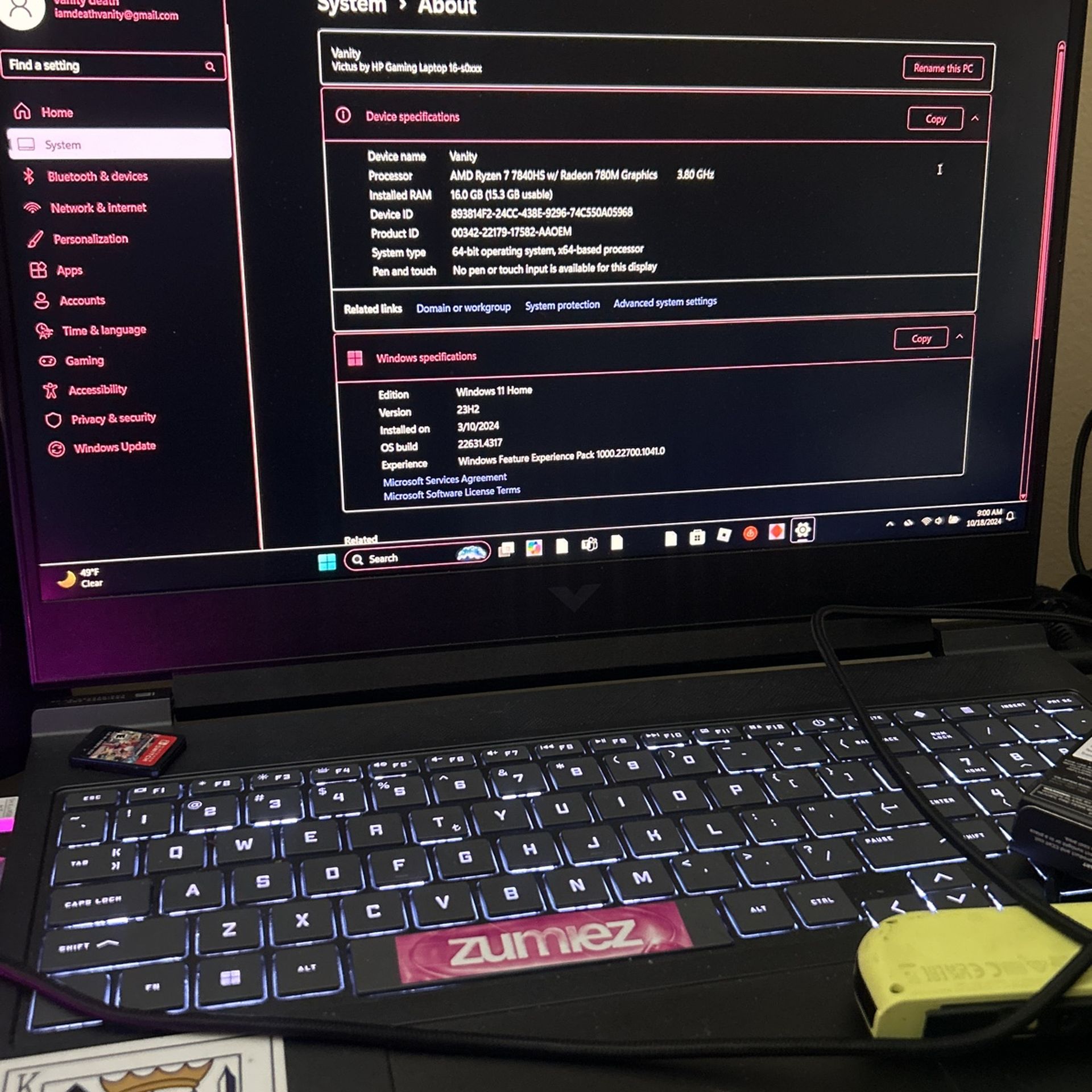 Hp Victus gaming computer R7AMD 16gb Ram windows 11