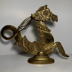 Antique Figural Brass Venetian Seahorse Horse Gondola Hippocampus Oar Lock