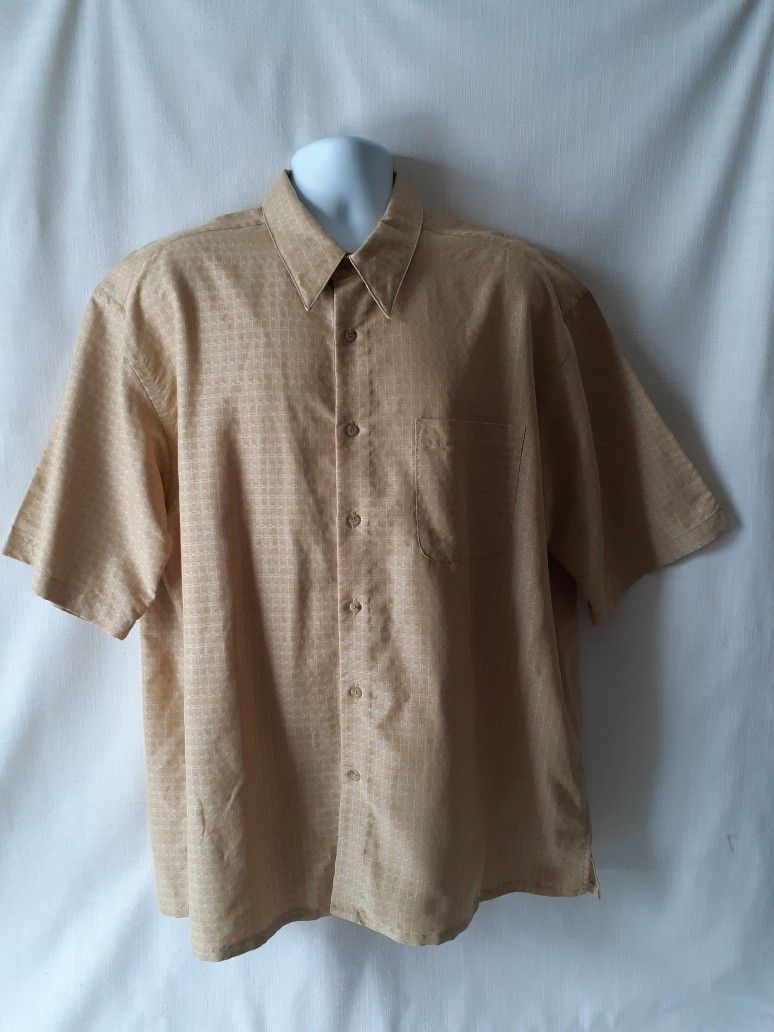 Axis men's beige short-sleeve button-down casual shirt size XXL