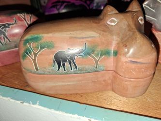 Tinket boxes , Hand made and painted from soapstone in Kenya