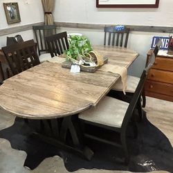Rustic Modern Dining Table & 6 Chairs