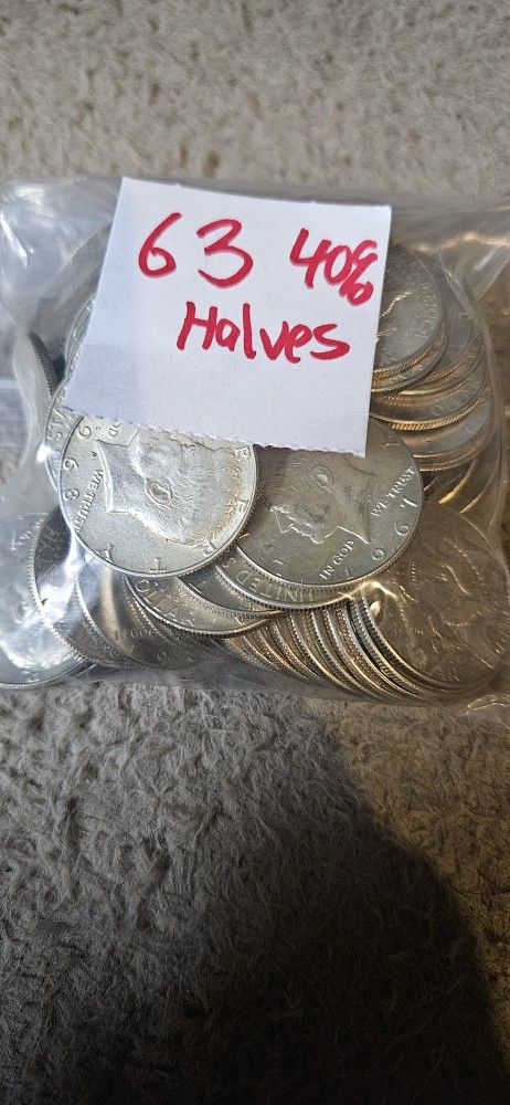63 - 40% Silver Halves - Below melt !!