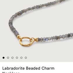Monica  Vinader Labradorite Beaded Charm Necklace 18k Gold Vermeil & Labradorite