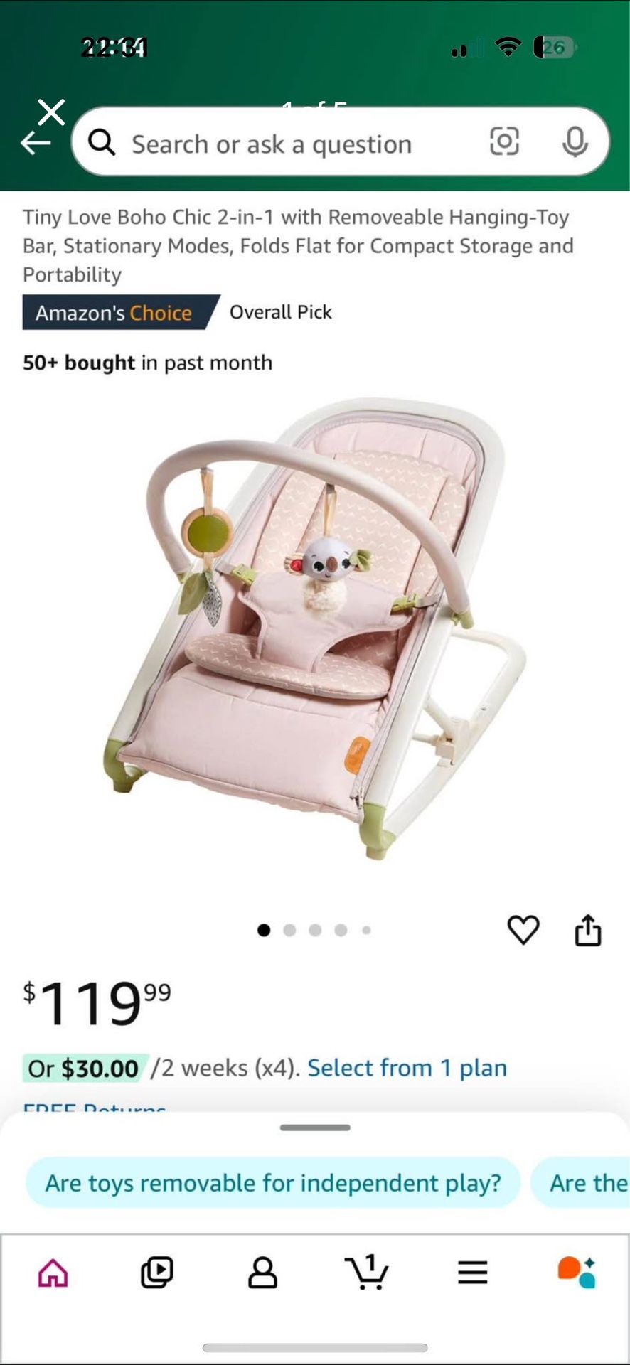 Baby Swing Tiny  Love Boho Clic 