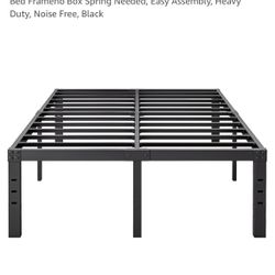 18 Inch High Platform Metal Queen Size Bed Frame, Queen Bed Frameno Box Spring Needed, Heavy Duty, Noise Free, Black