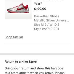 I will Be Having 2 Pairs Of Caitlin Clark Kobe 5 Rookie Of The Year Brand New Size 9  In Men's 