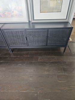 Black Cane Door Sideboard Cabinet