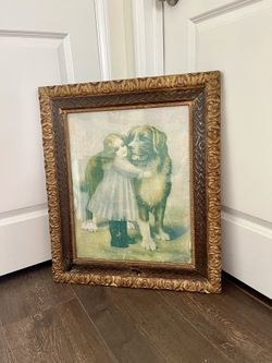 Antique Print Frame Ornate Carved Wood Frame 22/26 Inches 