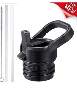 Straw Lid, Compatible with Hydro Flask Standard Mouth Water Bottle and More, Wide and Fixed Handle, Straws and Brushes, 1 and 2 Pack