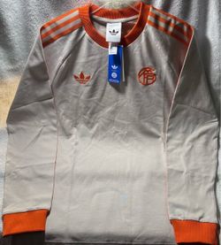 NWT Adidas FC Bayern Munich Beige Orange Long Sleeve Football Shirt Men's Medium