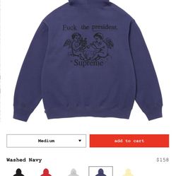 Supreme Washed Navy President Hoodie Size L