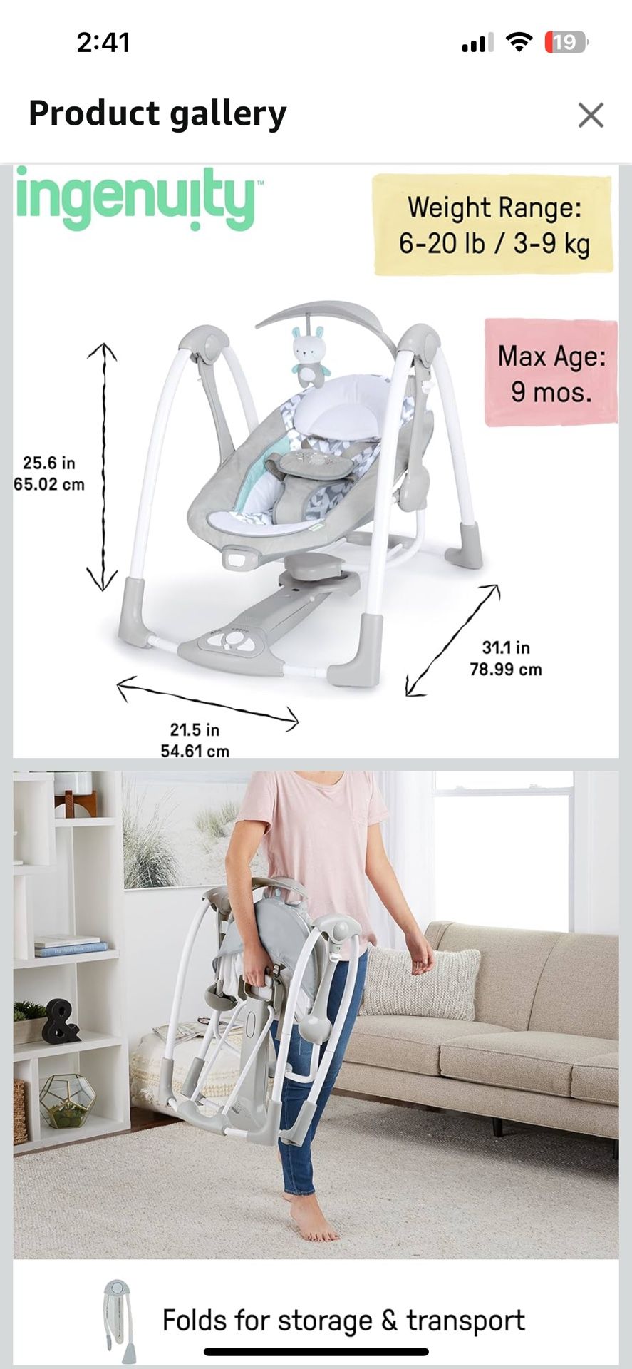 Barely Used Baby Swing