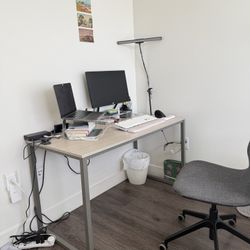 STUDY WORK DESK IN LIGHT GRAY NATURAL WOOD