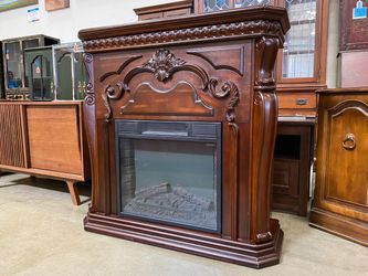 FEBO FLAME Electric Fireplace with Ornate Carved Wooden Front Model #ZHS-23-A