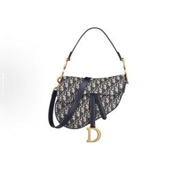 DIOR Saddle detachable adjustable shoulder strap magnet buckle open and close print fabric saddle bag one-shoulder cross-body handbag(137)48