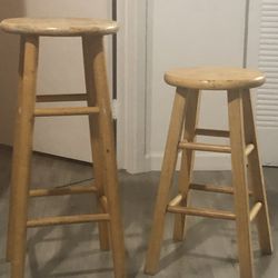Two Wood Bar Stools For $25 Foe Both