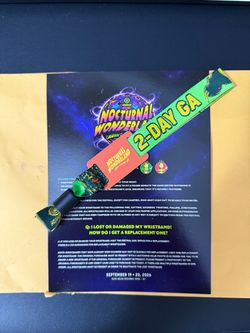 2026 Nocturnal Wonderland 2 DAY GA WRISTBAND