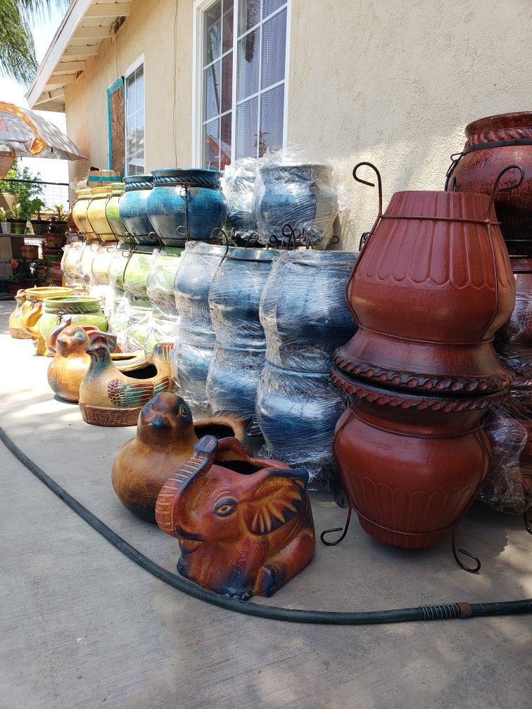 Clay Pots, Macetas, Pottery, Gardening, Metal Decor, Barro, Sun&Moon Decor, Aztec Suns, Aztec Moons, Maseteros, Chimenia, Fire pit