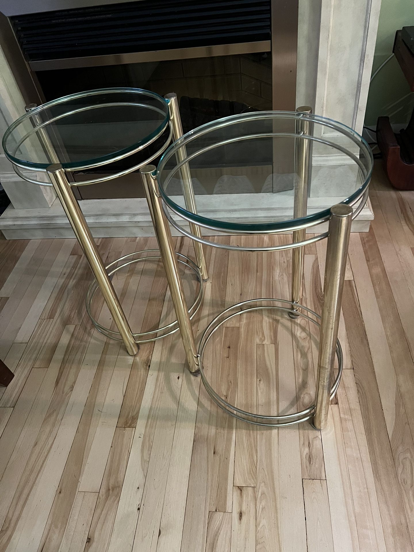 Gold With Glass Top End Table Set