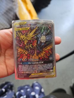 Pokemon Moltres Zapdos Articuno GX SM210 Stained Glass Promo Full Art MP
