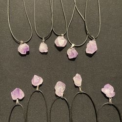 10 Random Not From Image Amethyst Purple Quartz 1/2 Inch Pendants With Small Necklace 