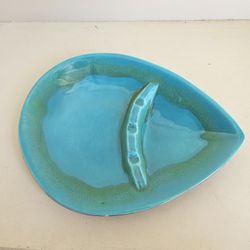 60's Ashtray Turquoise Ceramic