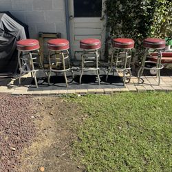 5 Vintage COSCO Kitchen Bar Stool Chair Mid Century Red