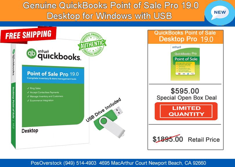 QuickBooks POS Point of Sale Pro 19.0 Authentic Physical USB